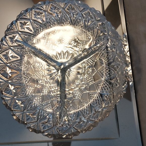 3 divided tray dish etched and cut crystal shabby chic diamond 💎 stars 🌟 - Picture 13 of 13